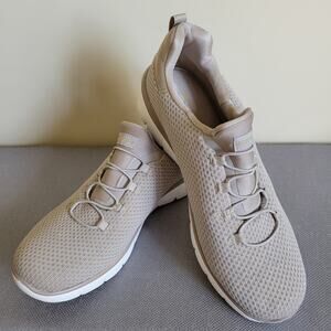 EUC Skechers Women's 10 Bungee Memory Foam SN149204 Metallic Threads Taupe